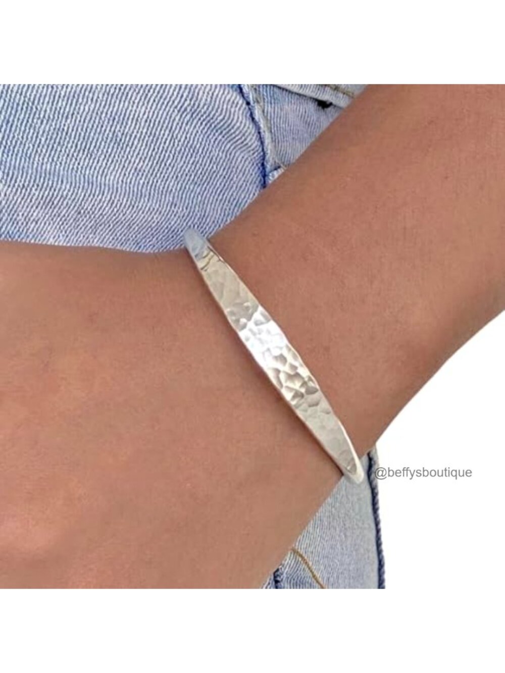 Hammered Sterling Silver Cuff Bracelet Minimalist Handmade Gift for Her